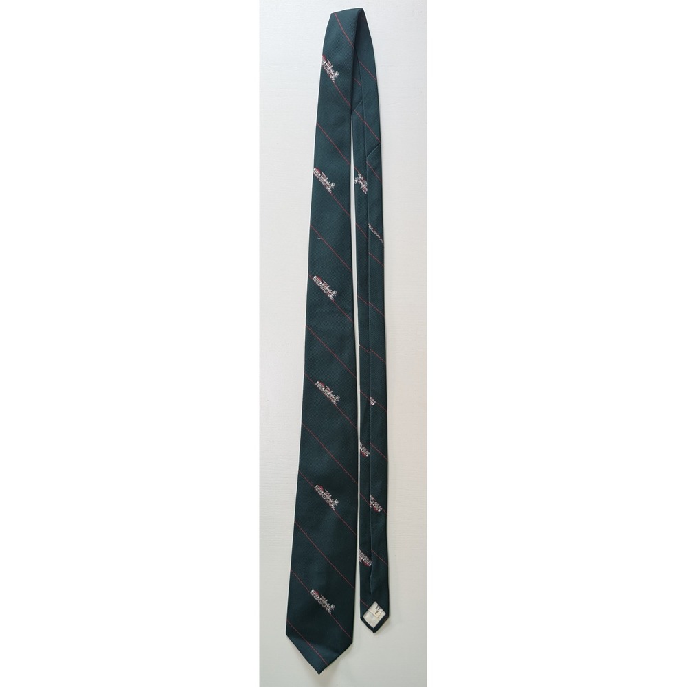 Vintage New York Central Mutual Tie Green Red Stripe Locomotive Train Motif